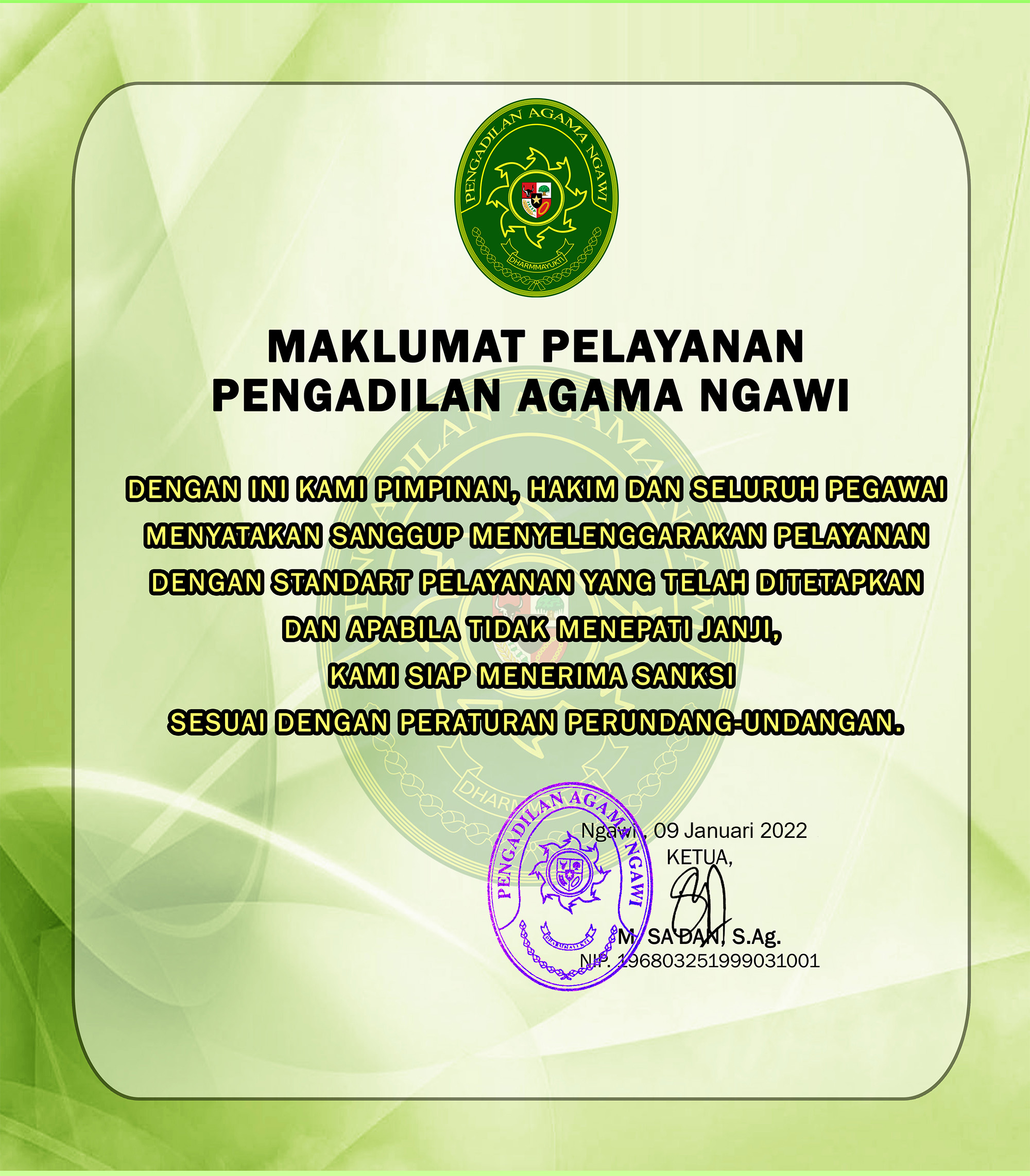 Maklumat Pelayanan PA Ngawi