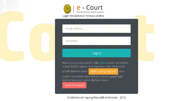 Aplikasi E-Court Mahkamah Agung RI